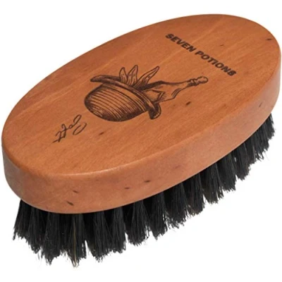 Image of Seven Potions Boar Bristle Beard Brush For Men — Made of Pear Wood with Soft Second Cut Hair Bristles To Tame and Soften Your Facial