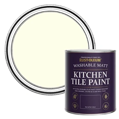 Image of Rust Oleum Off White water resistant Kitchen Tile Paint in Matt Finish Shortbread 750ml