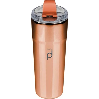 Image of DrinkPod Metallic Range Reusable Coffee Cups, 500ml/ 0.5L On The Go Stainless Steel Double Wall Travel Mugs Keeps Drinks Hot for 6 Hours Copper Finish, HCF 500CU