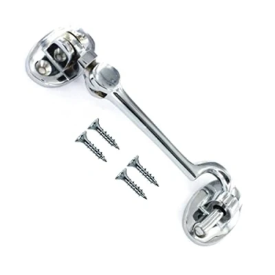 Image of TERF® 100mm Heavy Duty Polished Chrome Cabin Door Hook and Eye Lock (4 inch) Cabinet Latch including Fixing Screw For Gate Window Closet Shed Pack of 1