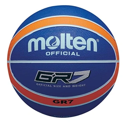 Image of Molten GR Basketball, Indoor/Outdoor, Premium Rubber, Size 7, Impact Colour Blue/Orange, Suitable For Boys age 14 &amp; Adult (BGR7 NOR)