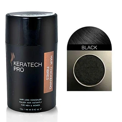 Image of Hair Fibres by Keratech Pro 12ml Instantly Fuller Advanced 100% Natural Keratin formula (Black)