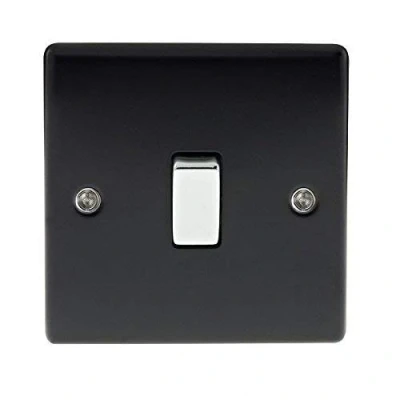 Image of BG Electrical nmb12 1 Gang 2 Way Metal Light Switch Matt Black