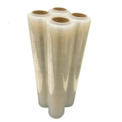 Image of PKGE 400mm X 250M 17Mu Clear Pallet Stretch Shrink Wrap Roll Parcel Packing Cling Industrial Film for Moving House Wrapping Pallets and Parcels (Pack of 4)