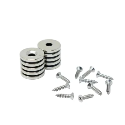 Image of Neodymium Magnet for Arts, Crafts, Model Making, DIY, Hobbies, Office, and Home 15mm dia x 2mm thick 4.2mm c/sink 1.7kg Pull South Pack of 2