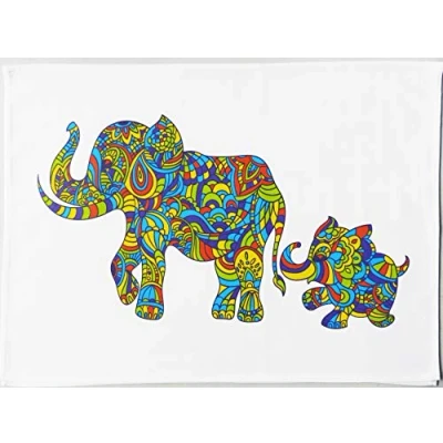 Image of Half a Donkey The Colourful Elephant Family Large Cotton Tea Towel
