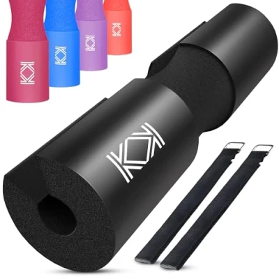 Image of KK Barbell Pad Extra Thick NBR Foam Squat Non Slip Hip Thrust For Workout, Weightlifting &amp; Heavy Weight Squats With Safety Straps Bar Olympic Black