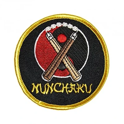 Image of Martial Arts Embroidered Patches Badges Weapons Yin Yang Nunchaku Patch