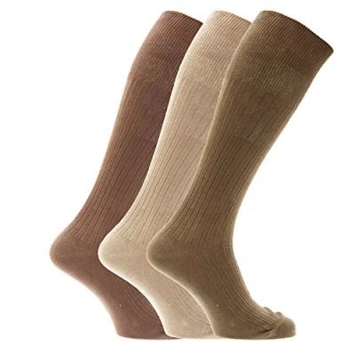 Image of Textiles Universels 3 Pairs Mens Grooved Socks 100% Cotton Pattern 5 6 11, Motif 5, 39 45