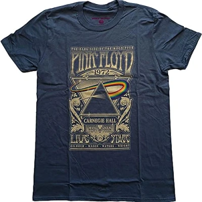 Image of PINK FLOYD T Shirt Carnegie Hall Poster Official Womens Navy Blue M