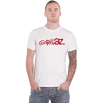 Image of Gorillaz T Shirt Band Logo Official Mens White Medium