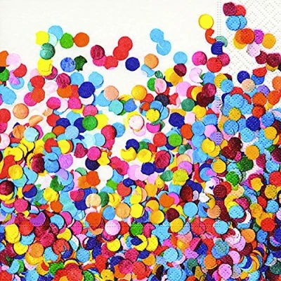 Image of 20 napkins confetti colourful, party, birthday, carnival, 33 x cm