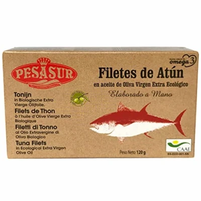 Image of Soldimar Pesasur Tuna Fillets in Organic Extra Virgin Olive Oil 120g (Pack of 5)