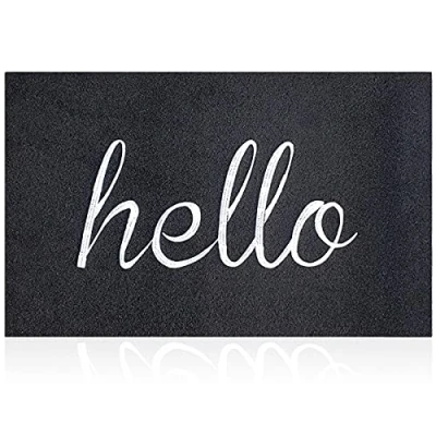 Image of AOAOPQ Hello Door Mat Welcome Outdoor Non slip Doormat Indoor for Entryway Front Back Doormats Kitchen Hallway Easy to Clean Entrance Mats Black