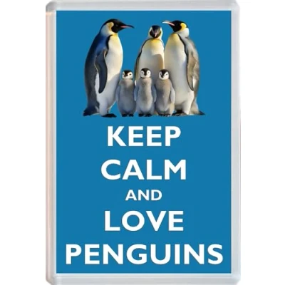 Image of Keep Calm and Love Penguins Jumbo Fridge Magnet 96 x 67mm
