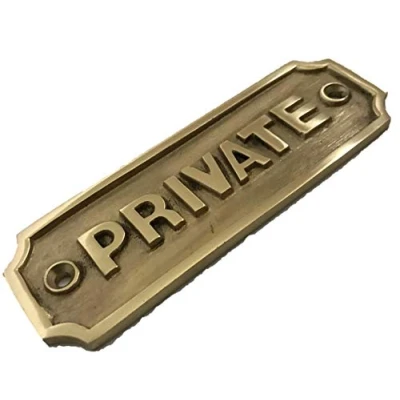 Image of Retro Private Sign Door Solid Brass Antique Style Plaque Office Toilet With Screws Shabby Chic