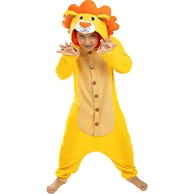 Image of Funidelia Onesie Lion Costume for boys and girls Animals, Desert Costumes kids, accessory fancy dress &amp; props Halloween, carnival parties Size 10 12 years Brown