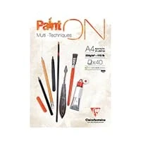 Image of Clairefontaine 96537C A glued pad of Paint&#039;On drawing paper 40 sheets 21x29.7 cm 250g, White Pack 4 pads