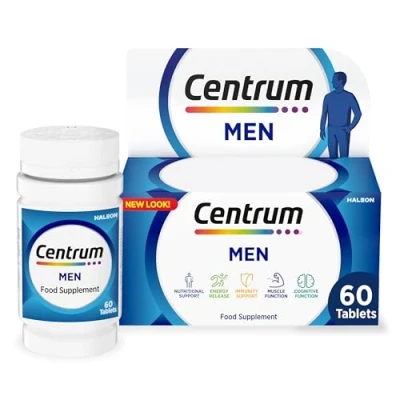 Image of Centrum Men Under 50 Multivitamin Tablets for Men, 60 Tablets, Vitamins with 23 Essential Nutrients, including Vitamin C, D and Zinc, (Packaging Tablet colour may vary slightly)