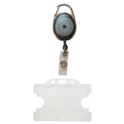 Image of Customcard Retractable Badge Reel with Double Sided Opaque ID Card Holder Black