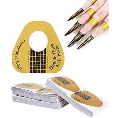 Image of 100 Pieces Nail Art Forms Sticker Extension Guide Self adhesive Tips for Acrylic UV Gel Horseshoe Shape