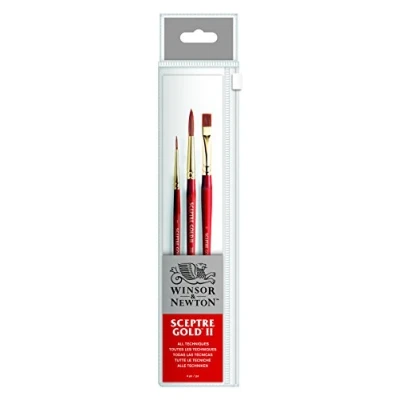 Image of Winsor &amp; Newton Sceptre Gold II Short Handle Brush, Pack of 3