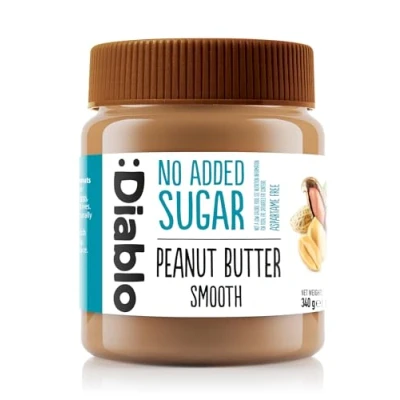 Image of Diablo Peanut Butter Smooth No Added Sugar, Gluten Free Sweetened with Maltitol Hamper Basket Available Perfect for Gifting 340g