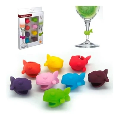 Image of Vin Bouquet FIA 014 Clip glass markers 8pcs, set of 8 colourfull markers. Hangers system.