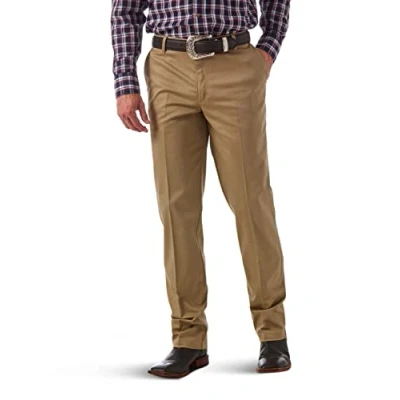 Image of Wrangler Men&#039;s Flat Front Relaxed Fit Casual Pant, Khaki, 30W x 32L