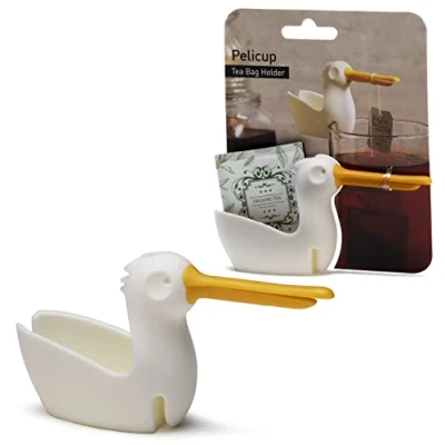 Image of Peleg Design Pelicup: Tea Bag Holder Fun Pelican Shaped for Cup w/Tea Rest, Silicone Bags, Mug Holder, 2.3x4.3x1.2 in, Cute Accessories Lovers