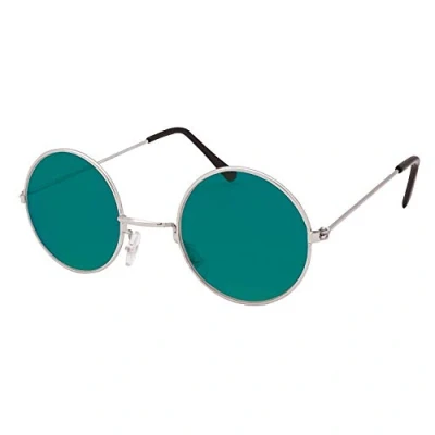 Image of Bristol Novelty BA1048 60’s Style Hippie Glasses Unisex Green John Lennon Lens, One Size