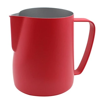Image of Dianoo Stainless Steel Jug Shortbread Milk Cup Suitable for Coffee Latte and 600 ml Red