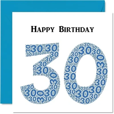 Image of Fun 30th Birthday Cards for Men Shapecloud Happy Card Dad Mum Son Daughter Brother Sister Uncle Auntie Cousin, 145mm x Greeting Cards,