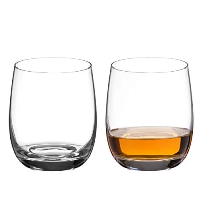 Image of DIAMANTE Whisky Glasses Crystal Short Drink Tumblers Pair ‘Moda’ Collection Undecorated Set of 2