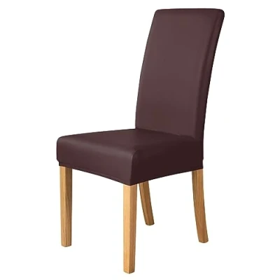 Image of iEventStar PU Faux Leather Waterproof Stretch Dining Chair Cover Protect Slipcover (Brown, 4)