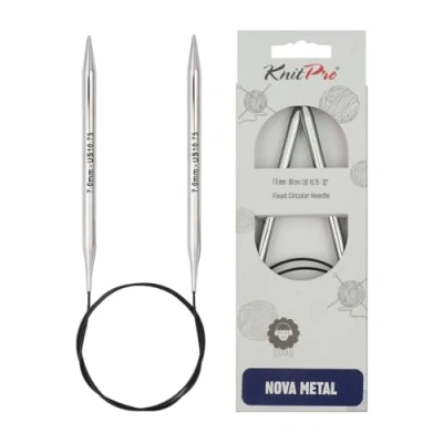 Image of KnitPro KP11388 150 cm x 7 mm Nova Fixed Circular Needles, Silver