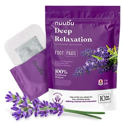 Image of Nuubu Lavende Detox Foot Patches 10 Pcs Pads, Pads to Remove Toxins, Natural Deep Cleansing for Stress Relief &amp; Sleep, Enhance Blood Circulation