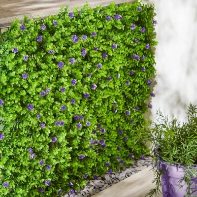 Image of Garden Mile 1 x Panel Violet Bloom Screening Realistic Faux Plant Screen Outdoor Wall Fence Shed Balconies Indoor Decorative Covering