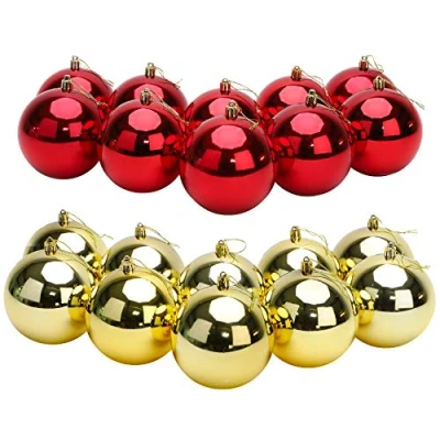 Image of Toyland® 10 Extra Large 100mm Colour Christmas Baubles Tree Decorations (Red &amp; Gold)