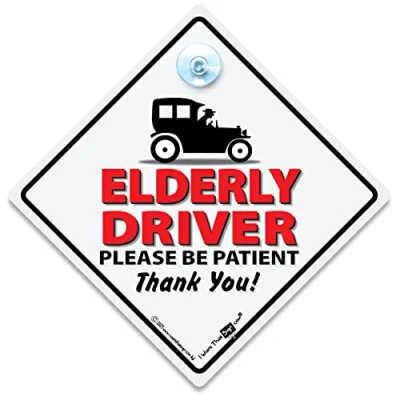 Image of iwantthatsign.com Elderly Driver Car Sign, Joke OAP Baby on Board Style Suction Cup Old Sign