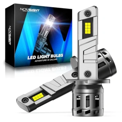 Image of NOVSIGHT H1 LED Headlight Bulb 27000LM Mini Size Bulb, 600% 6500K Cool White Super Bright Conversion Kit, Plug and Play,IP68 Waterproof,Pack of 2
