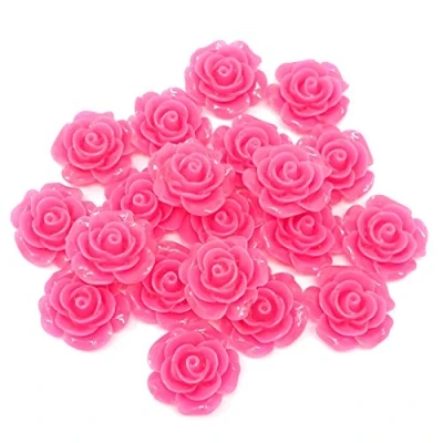 Image of Wedding Touches 20x Pink 20mm Resin Rose Shabby Chic Flatbacks Craft Cardmaking Embellishments