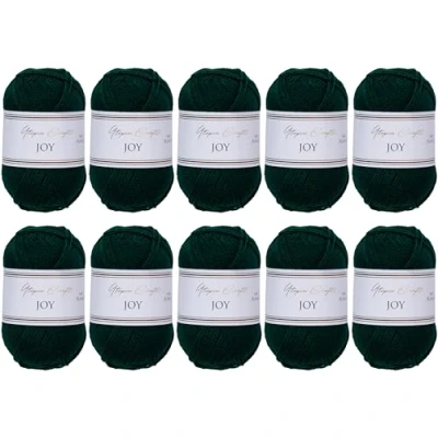 Image of Utopia Crafts Joy Plain Knitting and Crochet Yarn, Soft, Easy Care, 100% Polyacrylic, 10 x 50 g Ball, 150 m (Gordons Green)
