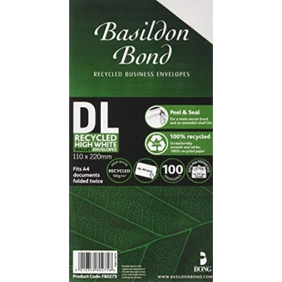 Image of Basildon Bond Envelopes DL White wrapped Pk100