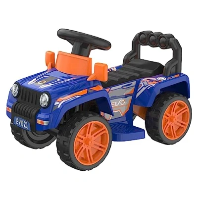 Image of EVO Electric Ride On 4x4 Car 6V Battery Powered Motorised Kids Truck With Pedal Driven Forward &amp; Reverse Function Toy Vehicle Ages 2+ (Blue)