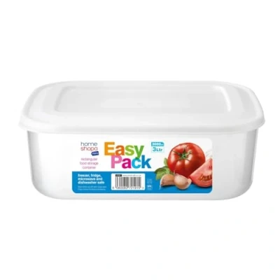 Image of HOMESHOPA Food Storage Containers with Lids, 3 Litre Plastic BPA Free Airtight Containers, Leakproof Stackable Reusable Meal Prep Lunch Boxes, Microwave Freezer &amp; Dishwasher Safe, White