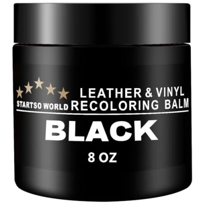 Image of STARTSO WORLD Leather Recolouring Balm 8oz Repair Kit for Furniture, Color Restorer Couches Dye Repair, Restore &amp; Renew Old, Faded Black