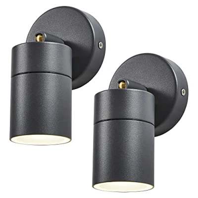 Image of LITECRAFT Kenn Spotlight Outdoor Wall Ceiling Fitting in Anthracite 2 Pack