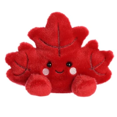 Image of Aurora Adorable Palm Pals Fall Maple Leaf Stuffed Animal Pocket Sized Play Collectable Fun Red 5 Inches
