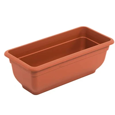 Image of Wham Garden Plastic Plant Flower Herb Bell Planter Pot Container (Single 47x21.5cm Terracotta Rectangle)